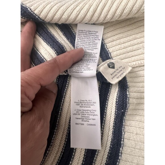 Madewell Greensboro Button Back Sweater blue cream striped small - Picture 9 of 9